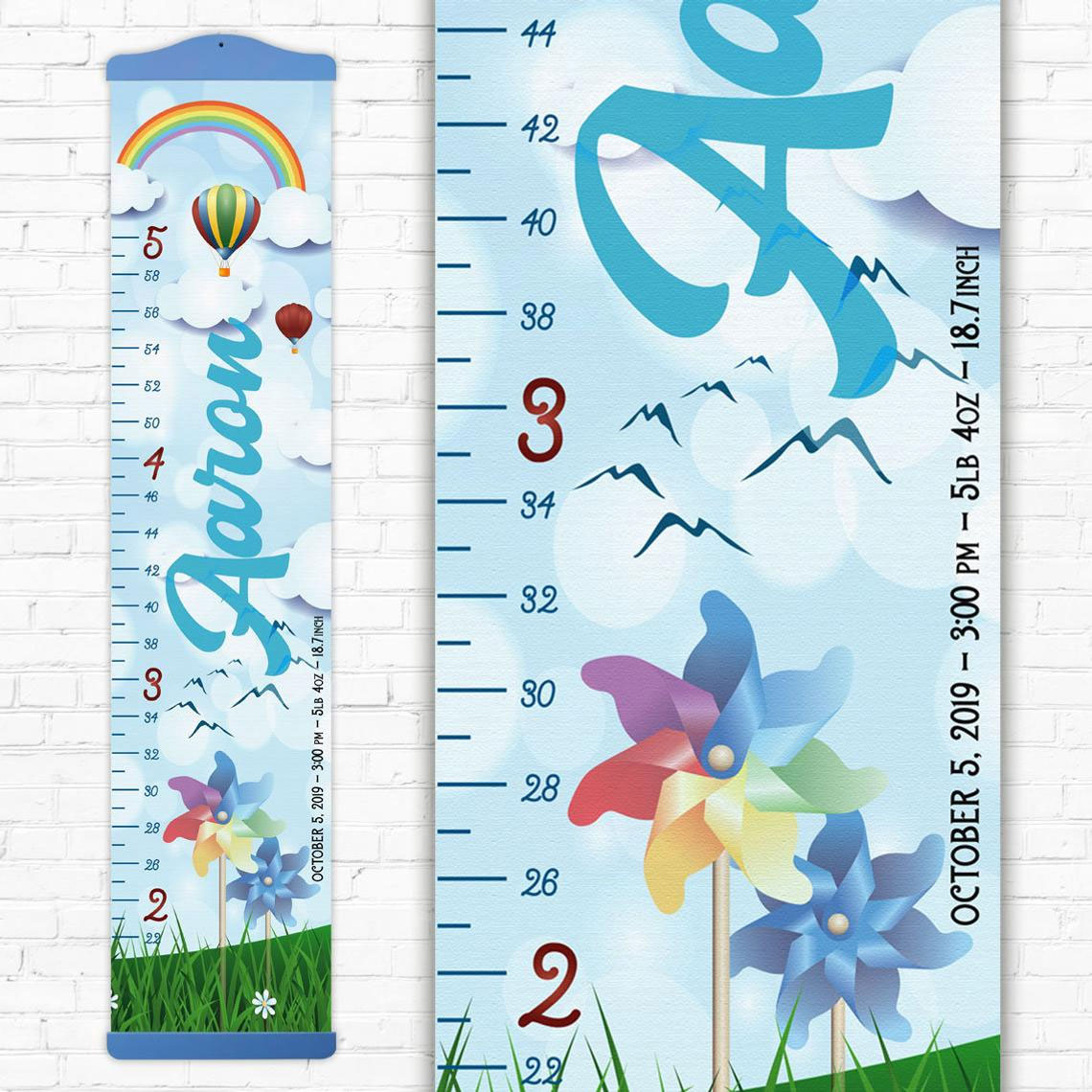 Meadow and Sky Design Growth Chart in Canvas