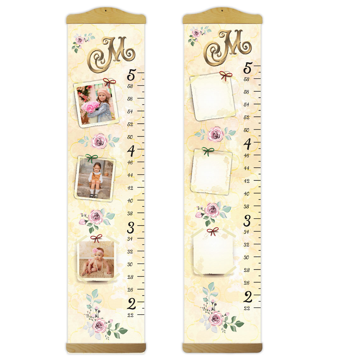 Floral Design Growth Chart with Personalized Photos