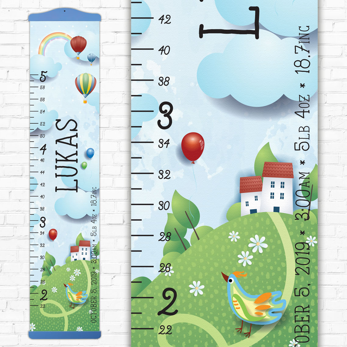 Rural Field and Sky Design Growth Chart in Canvas