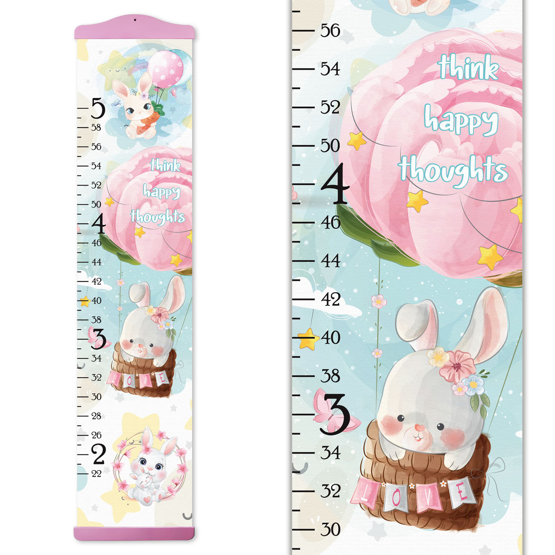 Think Happy Thoughts Animal Design Growth Chart in Canvas