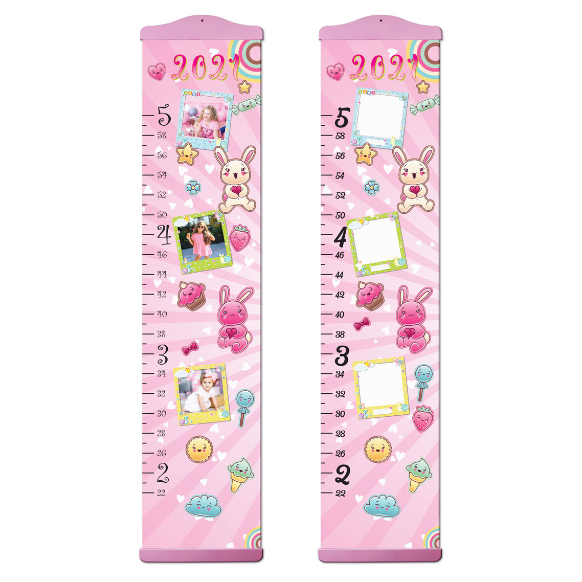 Pink Design Growth Chart with Personalized Photos