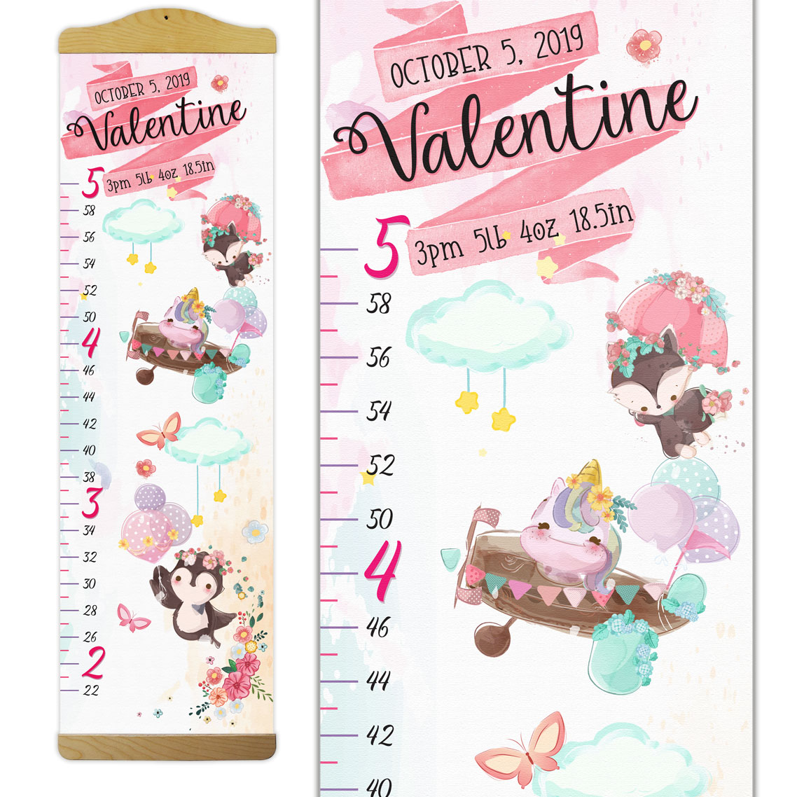 Airplane and Animal Design Growth Chart in Canvas