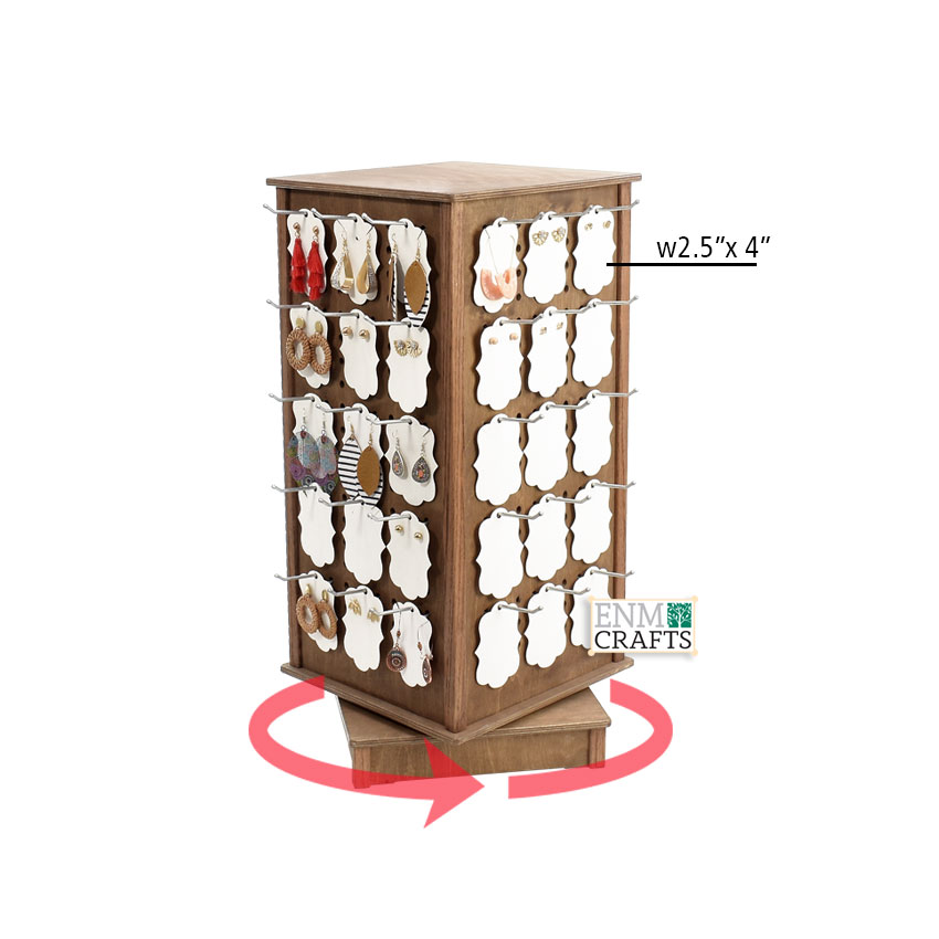 Wooden Card Racks - Spinner Display Stand, Pegboard Rotating Earrings  Display - SKU: 855